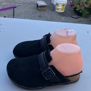 Clarks Womens Brynn Slide Clogs Black Suede Slippers Size 7.5